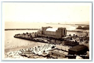 1942 Municipal Auditorium Beach View Long Beach CA RPPC Photo Postcard