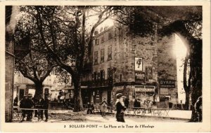 CPA SOLLIES-PONT - La Place et la Tour de l'Horloge (106940)