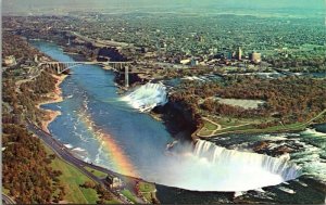 Aerial View Niagara Falls Ontario Canada Rainbow Postcard UNP VTG Plastichrome