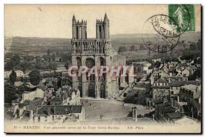Mantes Old Postcard General View from the Tower Saint Maclou