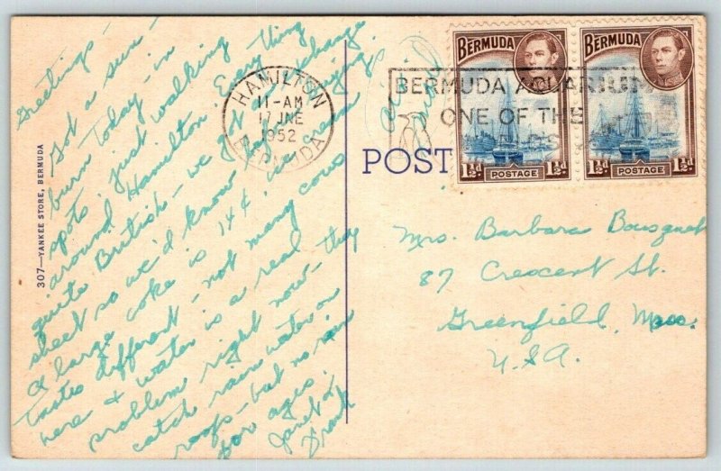 Thread & Needle Street  St. Georges  Bermuda   Postcard  1952