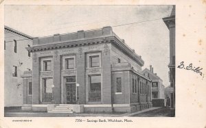 Waltham Massachusetts~Savings Bank Corner~Bars on Windows~1905 B&W Postcard
