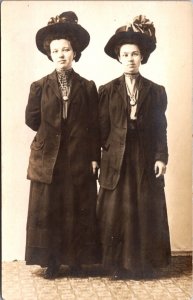 Real Photo Postcard Two Women Sisters Twins Verna & Ella Letton