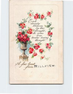 Postcard Greeting Card with Quote and Roses Embossed Art Print