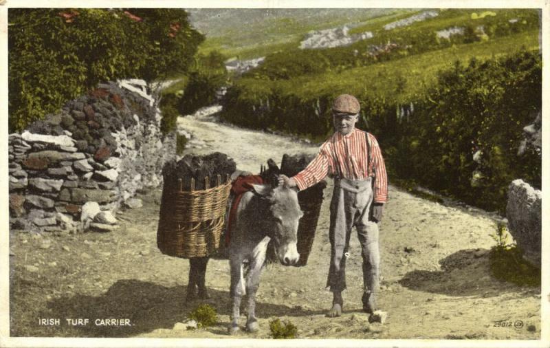 ireland, Irish Turf Carrier, Donkey Cart (1940s)