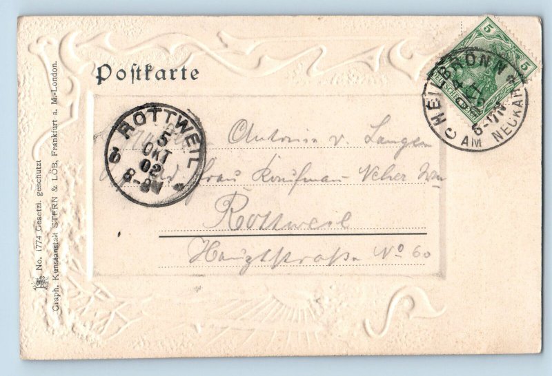 Heilbronn Germany Postcard Market And Kilian's Church 1902 Embossed Posted
