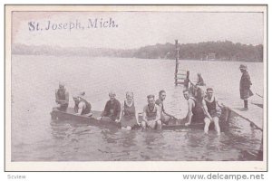 People on a row boat, ST. JOSEPH, Michigan, 10-20s