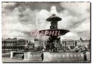 Postcard Modern Paris His Place Concorde L One of the Fountains and The obelisk