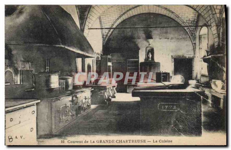 Old Postcard Convent of the Grande Chartreuse The Kitchen