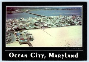 OCEAN CITY, Maryland MD ~ Aerial AMUSEMENT PARK Boardwalk 1985 ~ 4x6 Postcard