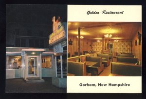 Gorham, New Hampshire/NH Postcard, Golden Restaurant, Neon Sign