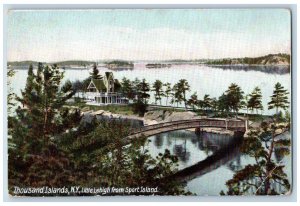 Thousand Islands New York Postcard Little Lehigh Sport Island Bridge 1910 Posted