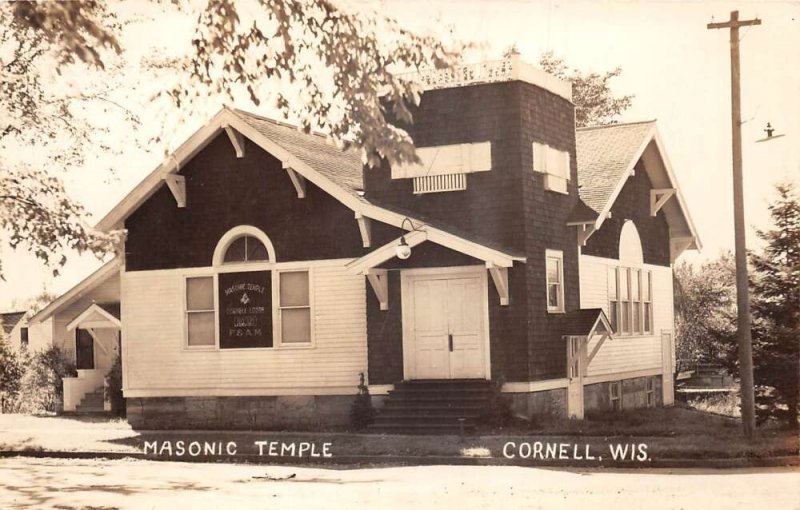Cornell Wisconsin Masonic Temple Real Photo Vintage Postcard AA65084