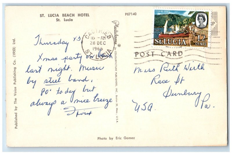 1966 Bathing Scene at St. Lucia Beach Hotel St. Lucia Vintage Postcard