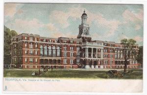 St Vincent De Paul Hospital Norfolk VA 1905c postcard