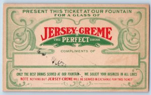 Ticket Advertising Postcard Jersey Cream Soda Fountain 1911 Posted Antique