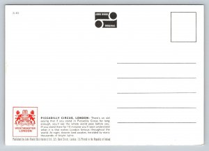 Piccadilly Circus  London  England   Postcard