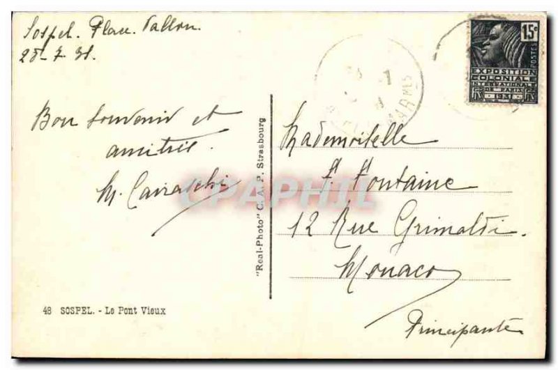 Old Postcard Sospel The Old Bridge