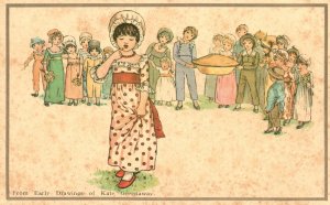 Vintage Postcard From Early Drawings Of Kate Greenaway Cute Children's Comic