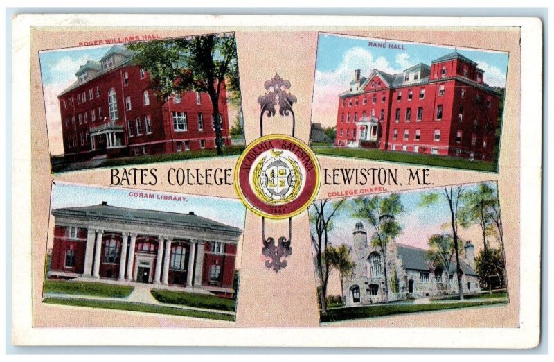 1930 Bates College Multi-View Lewiston Maine ME Vintage Antique Posted Postcard