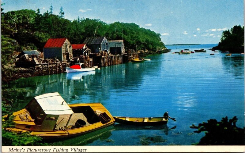 One Maines Picturesque Fishing Village Scenic Coastline Vintage Postcard 