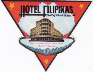 Philippines Manila Hotel Filipinas Vintage Luggage Label sk2275