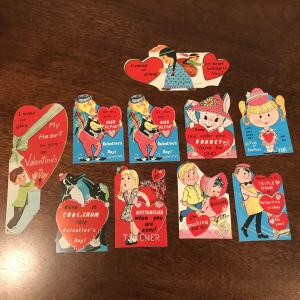 13 Vintage Kiddie Valentines - 1960s - Lots Of Glitz! - Penguins, Other Cuties