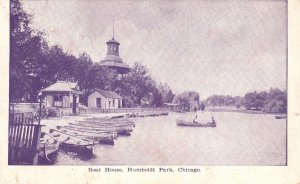 Vintage Postcard 1909 View of The Boat House Humboldt Park Chicago Illinois ILL