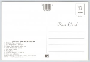 Greetings From North Carolina~Footprints & Various Scenes~Continental Postcard