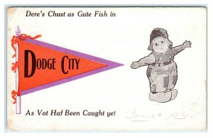 DODGE CITY, KS Kansas ~ Dutch Kid Comic PENNANT1912 Ford County Postcard