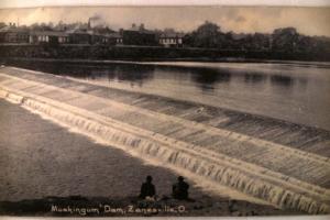 pre-1907 Unused MUSKINGUM DAM at Zanesville Ohio OH postcard v0757