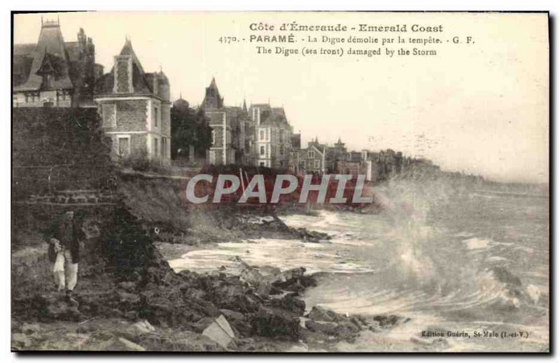 Old Postcard Fougeres The dam demolished by the storm