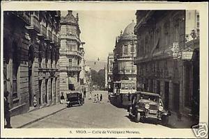 spain, VIGO, Calle Velázquez Moreno, TRAM Car 30s RPPC