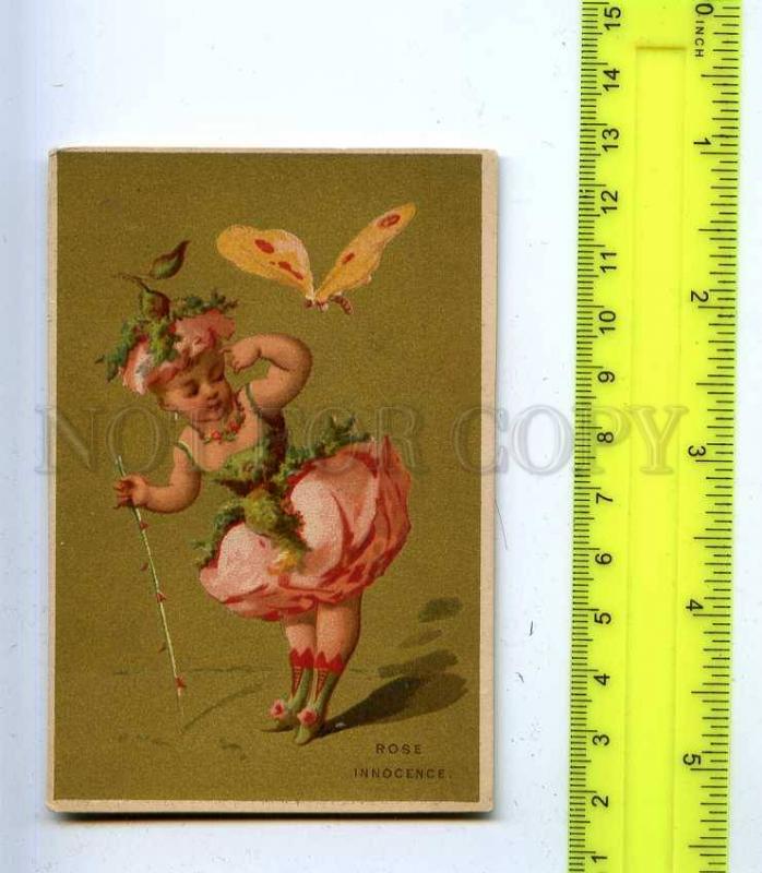 188993 FAIRY ROSE girl w/ butterfly Vintage card