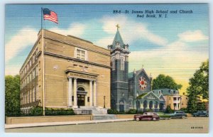RED BANK, New Jersey NJ ~ ST. JAMES HIGH SCHOOL Church  Monmouth County Postcard