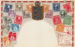 Denmark, Classic Stamp Images on Early Postcard, Published by Ottmar Zieher