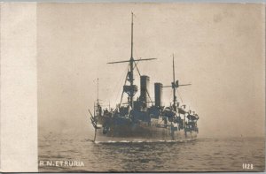 Italian Royal Navy Cruiser Etruria  - c1910s RPPC