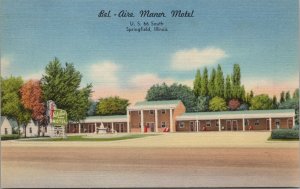 Bel-Aire Manor Motel Springfield IL Postcard PC447