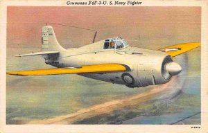 Grumman F4F 3 U US Navy Fighter Aircraft Military Plane linen postcard