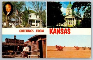 Greetings From Kansas Large Letter Postcard