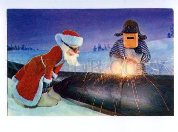 153835 NEW YEAR DED MOROZ Santa Claus GAS pipeline WORKER old