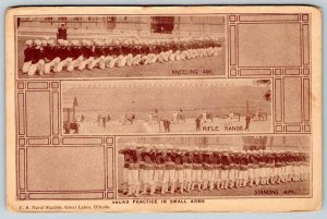 1917 WWI SQUAD PRACTICE IN SMALL ARMS US NAVAL STATION GREAT LAKES ILLINOIS