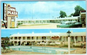 CORINTH, Mississippi  MS   Roadside CORONA PLAZA MOTEL Pool ca 1950s    Postcard