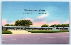 INGLIS, FL ~ Roadside Motel WITHLACOOCHEE COURT 1940s Levy County Postcard