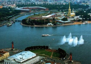 VINTAGE CONTINENTAL SIZE POSTCARD AERIAL PETER AND PAUL FORTRESS ST. PETERSBURG