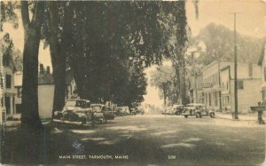 American Automobiles Main Street Yarmouth Maine #5200 1940s Postcard 20-13863