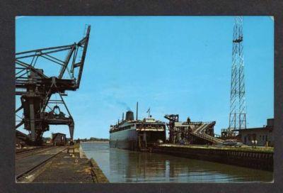 WI Loading Slip Harbor MANITOWAC WISCONSIN Postcard PC