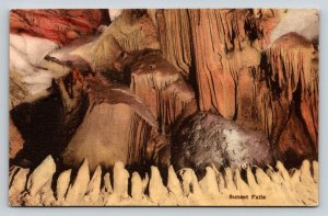 Sunset Falls Endless Caverns New Market VA Hand-Colored Postcard Albertype
