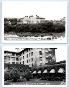 2 RPPC Postcards LEWISTON, Idaho ID ~ LEWIS & CLARK HOTEL Gardens Ellis 1940s