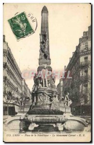 Old Postcard Lyon Place Carnot of the Republic Monument